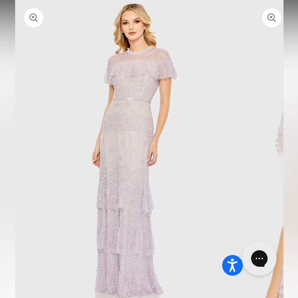 Mac Duggal Lavender Floral Maxi Dress